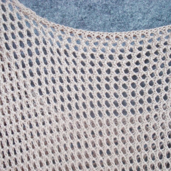 CLEARANCE Tan Crochet Boho Sleeveless Fishnet Tassel Coverup - Picture 3 of 4